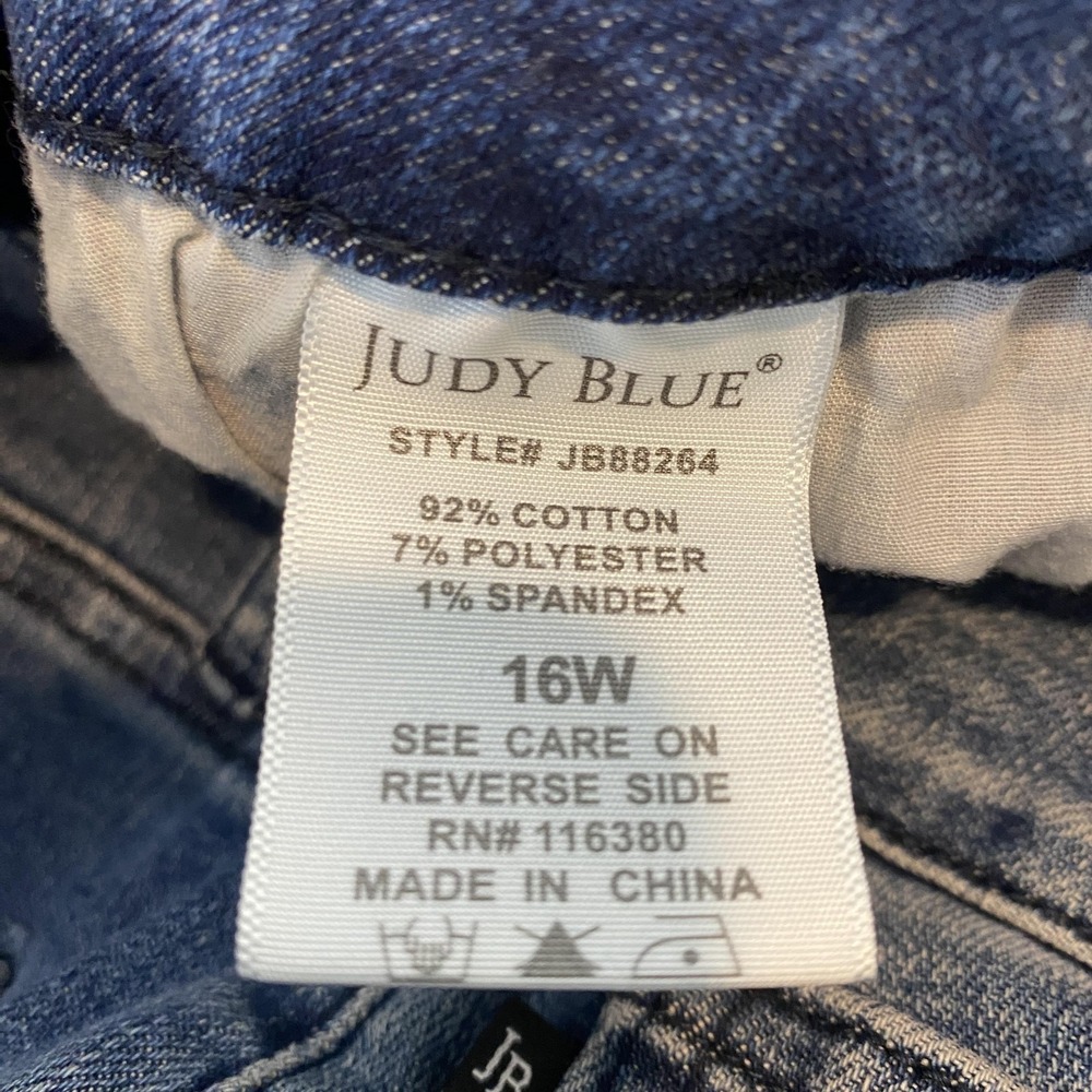 Judy Blue Skinny Jeans Womens 16W Blue Med Wash High Rise Stars Fringe JB80264 - Picture 5 of 12